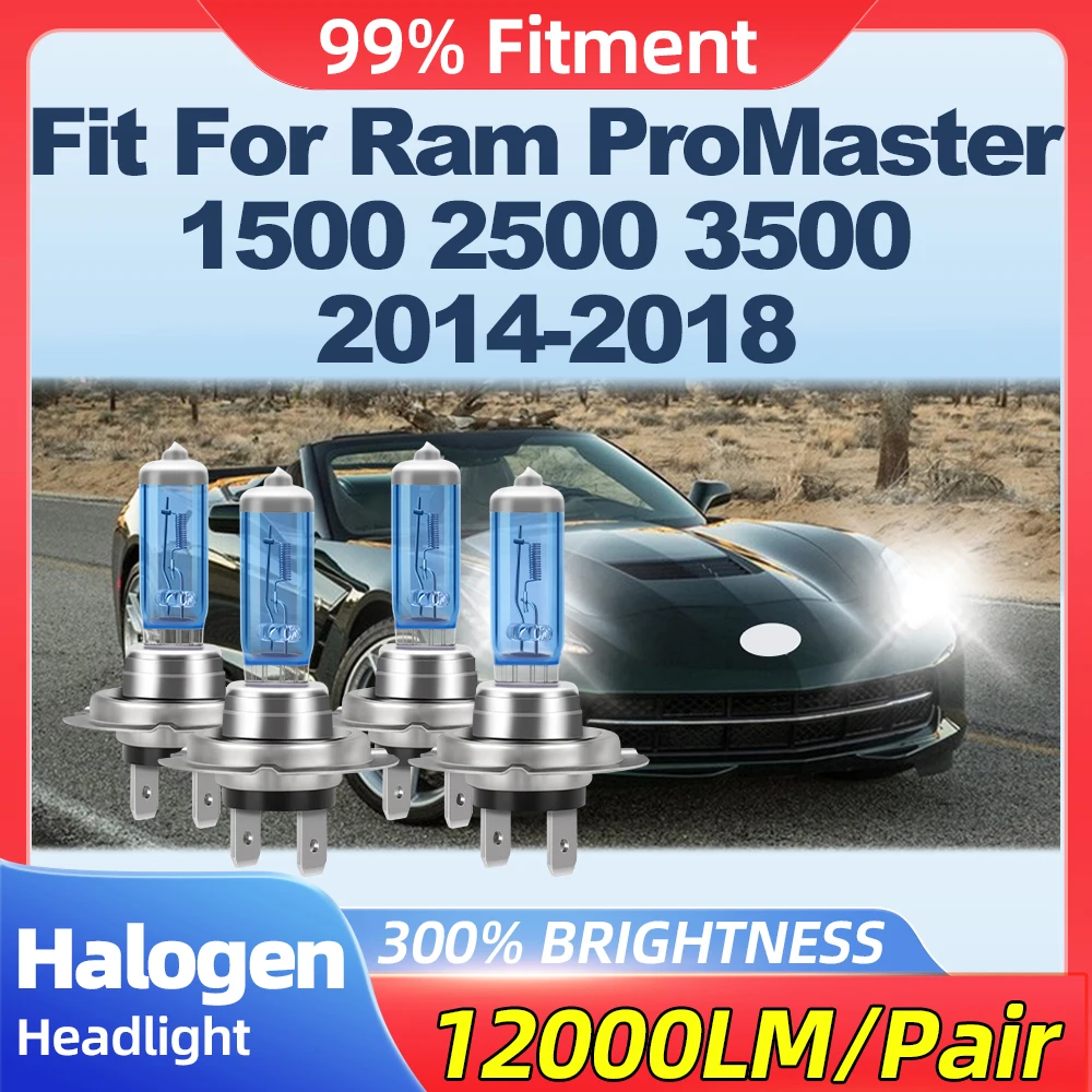 

Fit For Ram ProMaster 1500 2500 3500 2014 2015 2016 2017 2018 24000LM Halogen Headlights 200W 12V Front Lamps 6000K White