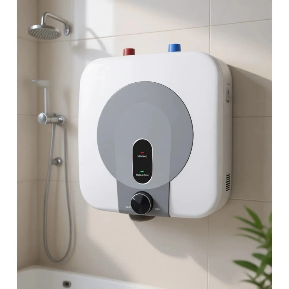 

Компактный мини-электрический водонагреватель под раковину на 2,5 галлона, 1500 Вт, мгновенный нагрев для автодомов, кухонь, фудтраков, с шлангом из нержавеющей стали