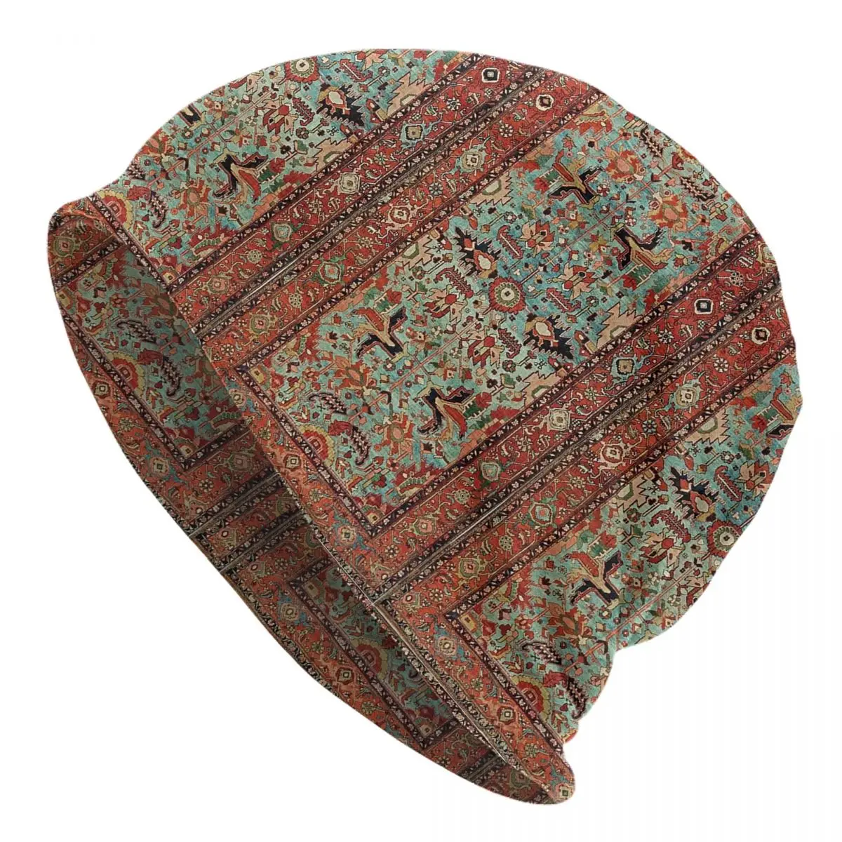 Antique Heriz Persian Carpet Print Warm Knitted Cap Fashion Bonnet Hat Autumn Winter Outdoor Beanies Hats for Men Women Adult