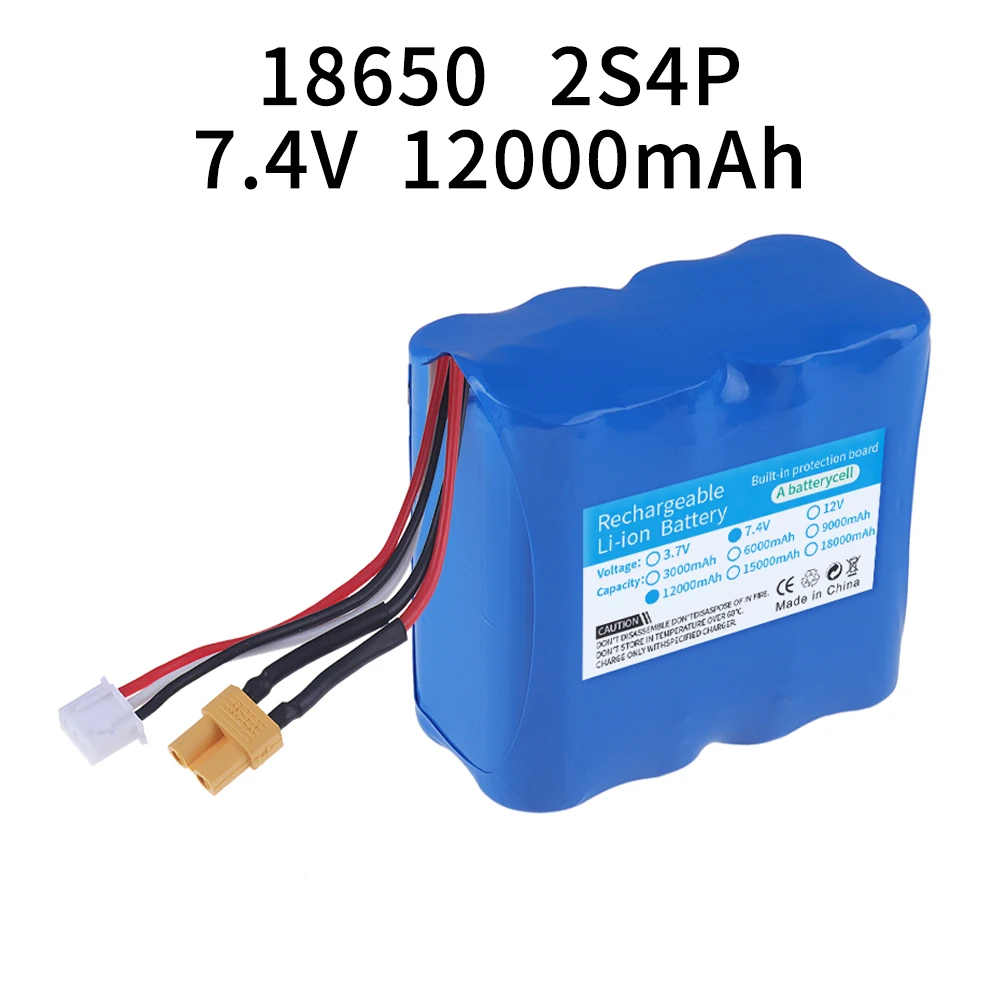 7.4V 6000mAh/12000mah 18650 2S Li-ion Battery XT30 plug/USB for HUINA 580 550 582 583 1580 1583 1580-005 RC toys cars accessory