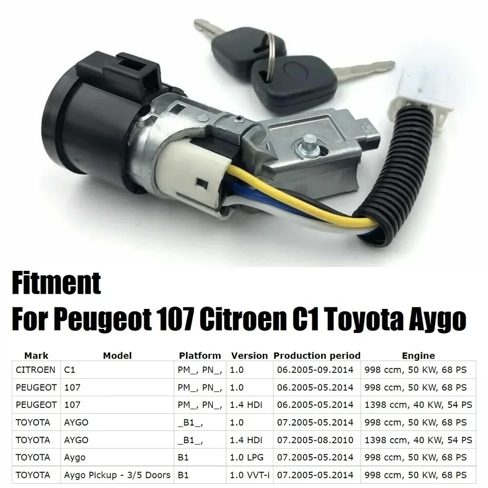1 قطعة قفل برميل الإشعال بالسيارة لبيجو 107 سيتروين C1 تويوتا AYGO قفل الإشعال ملحقات السيارة N0501412 N0502200
