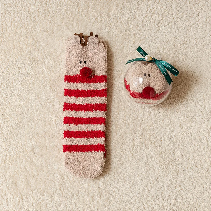 Women's Coral Velvet Christmas Socks Thick Soft Non-Shedding Warm Sleepy Month Home Floo Cozy Toeless Stockings