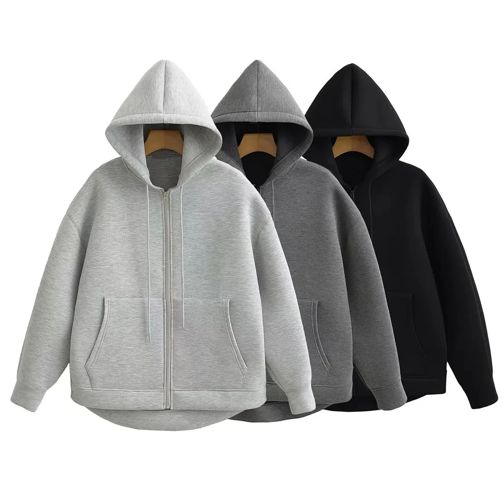 

Осенне-зимний новый женский ленивый повседневный стиль с длинными рукавами, простой свободный свитер с капюшоном, куртка-кардиган