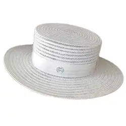 Classic Unisex Straw Fedora Derby Hat Wide Brim Beach Hat Summer Cap Sun Hat for women Men Flat Top Church Derby Cap Couple Tee