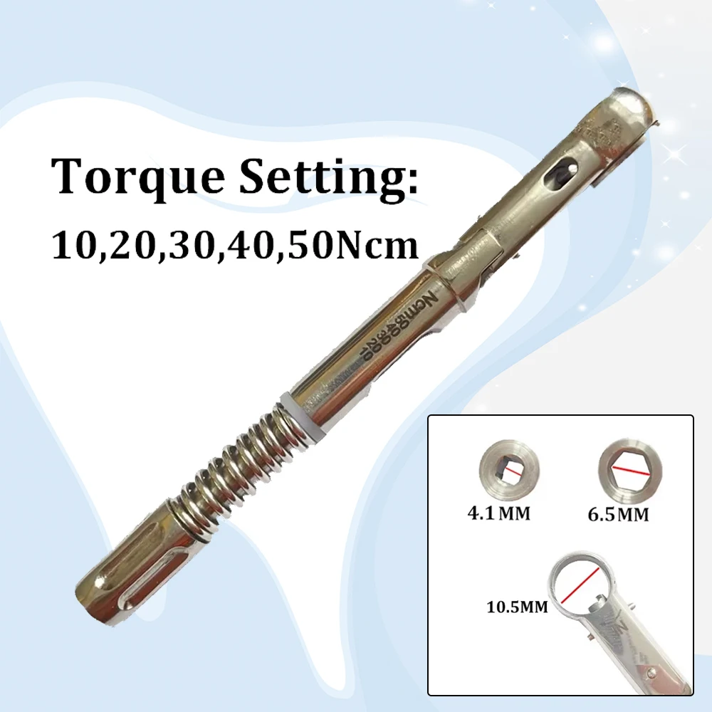 

Dental Implant Torque Wrench 10 50 Ncm 10 5mm Stainless Steel Ratchet with Drivers for Prosthetic Screw