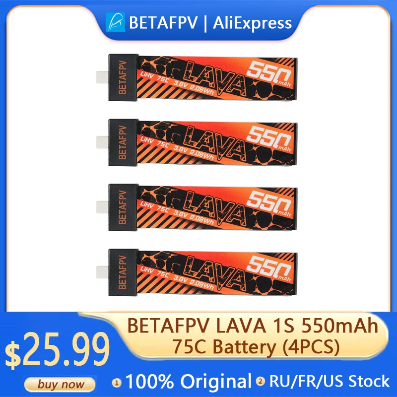 BETAFPV LAVA 1S 550mAh 75C Battery (4PCS)