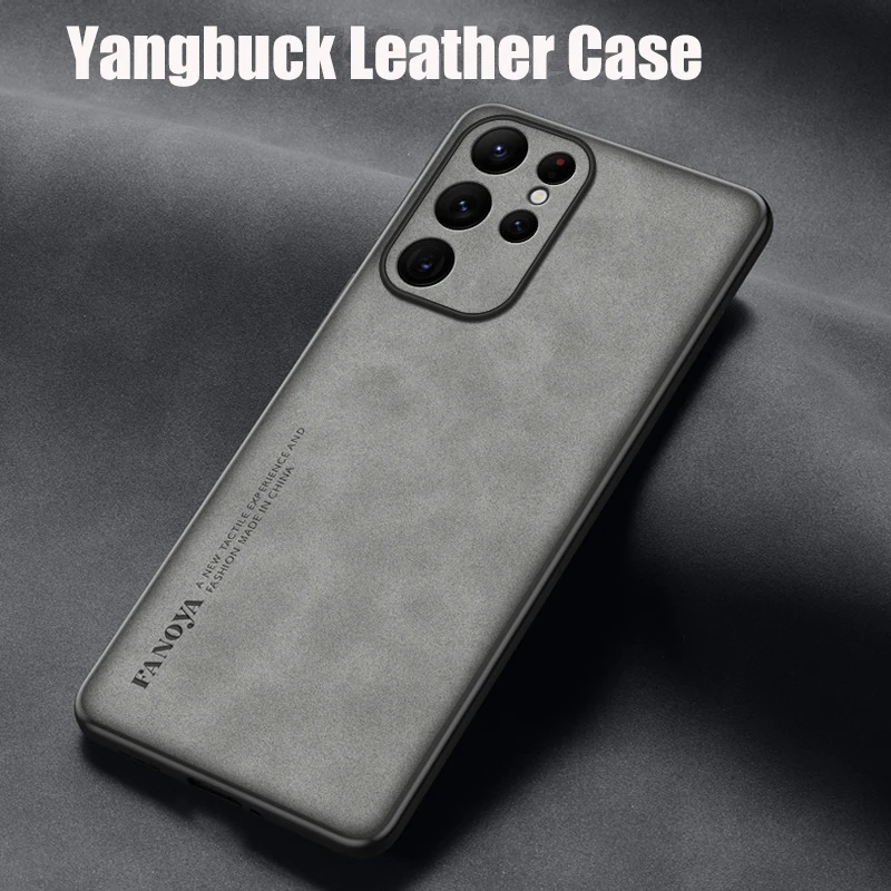 Case for Samsung Galaxy S25 Ultra Protect  Lens Lambskin Leather Shell Coque S24 Ultra Cover TPU Soft Bumper Shockproof Funda
