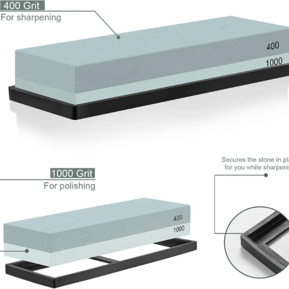 Actual Grit Premium Material Sharpening Stone 2 Side 400 1000 Whetstone Set Kitchen Knife Sharpener Stone Wet Stones