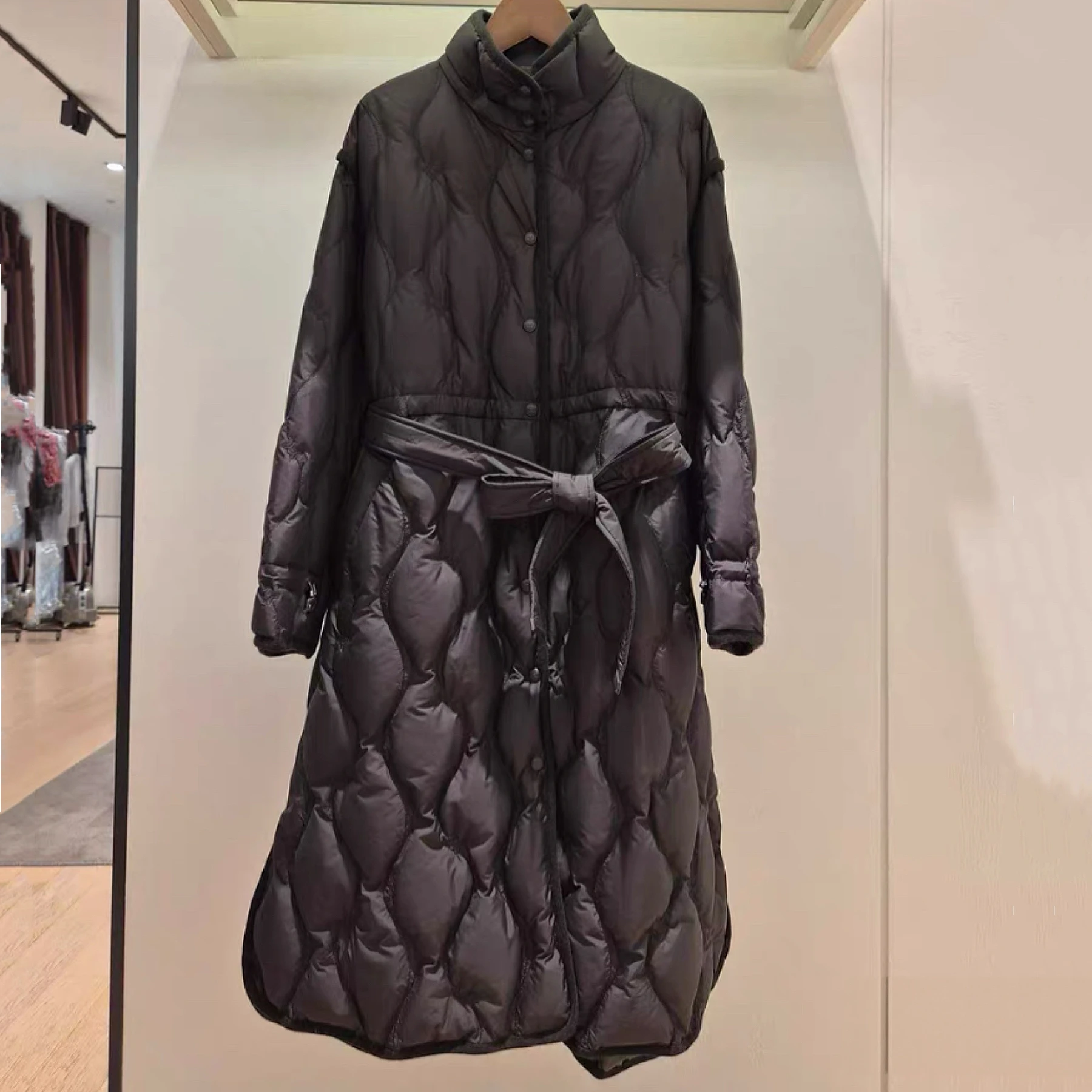 Cheese au citron MIC25 hiver Faionable col montant ceinture cousue minceur longue longueur vers le bas Jaet femmes trajet Sle Thi...