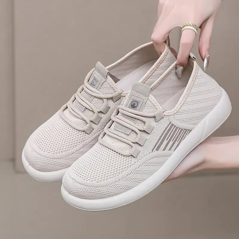 

Anti-slip Breathable Lace-up Mesh Shoes for Sports Comfort and Leisure Flat Soles Shoes Spring Wear-resistant Women's Sneakers
