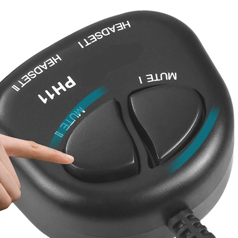 N11R--TWO-Mute-Switch-Training-Adapter-Dual-RJ9-Sockets-To-RJ9-Hadset-Male-Plug-For-Call-Center-Training-Adapter-4P4C