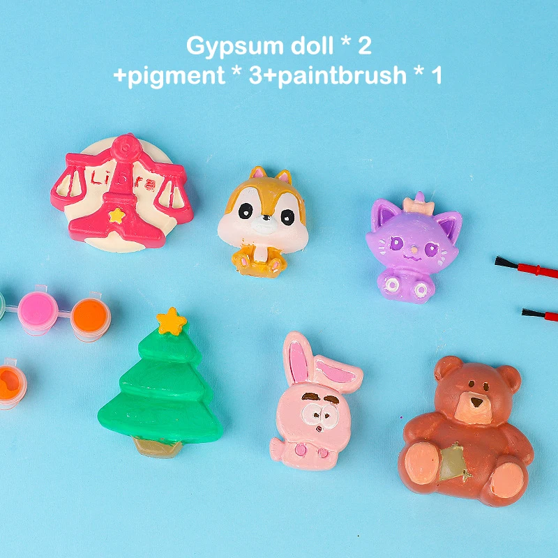 【BA】DIY Painting Plaster Doll Coloring Toy Handmade Cartoon Plaster Coloring Art Graffiti Toy Educational Toy Birthday Gift