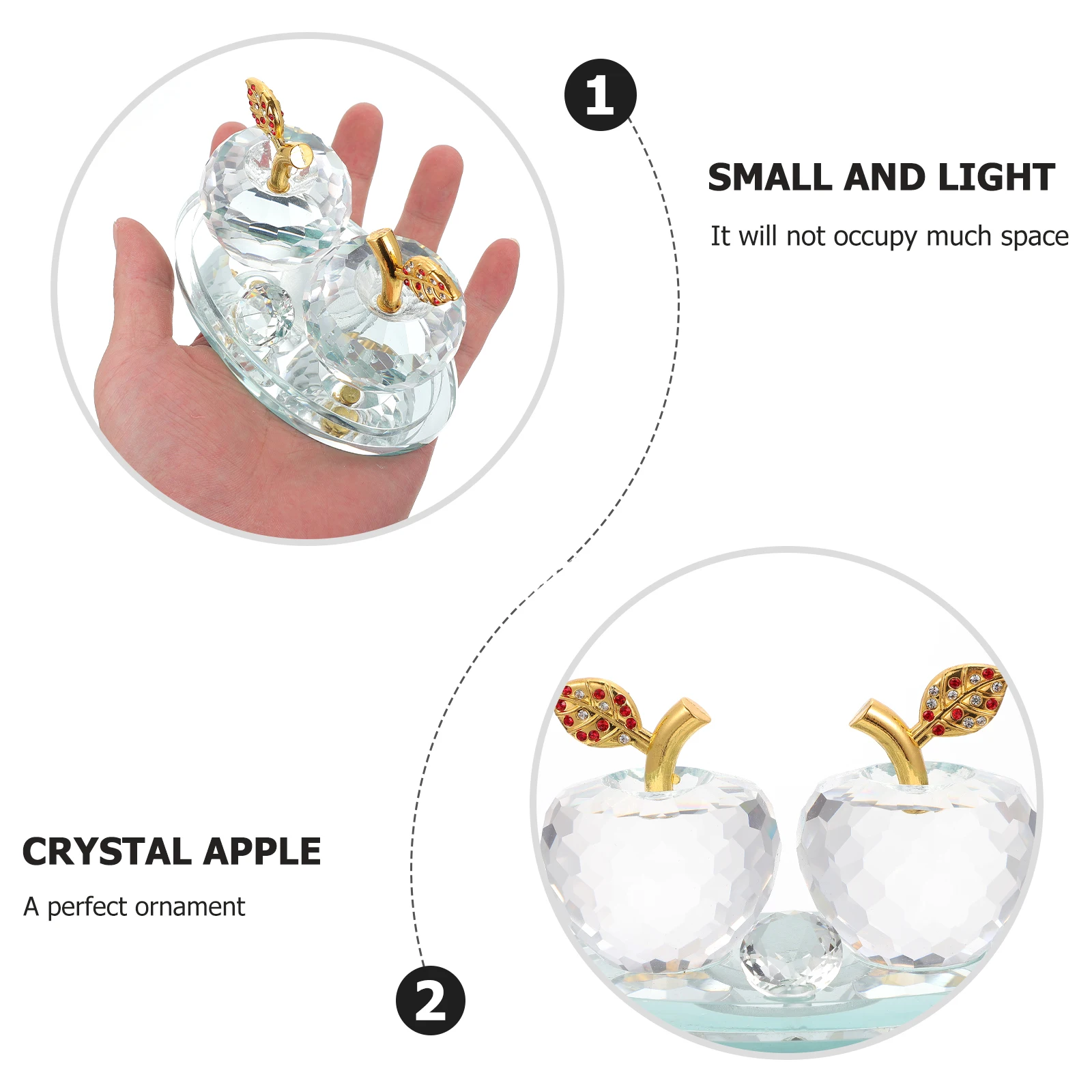 

1Pcs Crystal Apple Ornament Christmas Decor Lucky Desktop Paperweight Car Interior Decoration Gift Home Office Bar Study