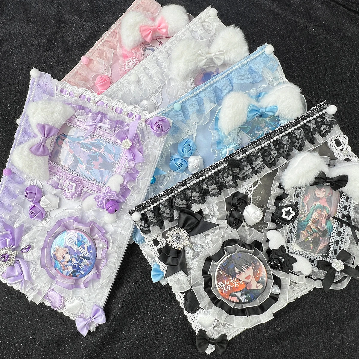 Lolita Ita Bag Insert Board Card Holder Badge Organizer Board Ribbon Lace Anime Cosplay Ita Bag Board Badge Display Board