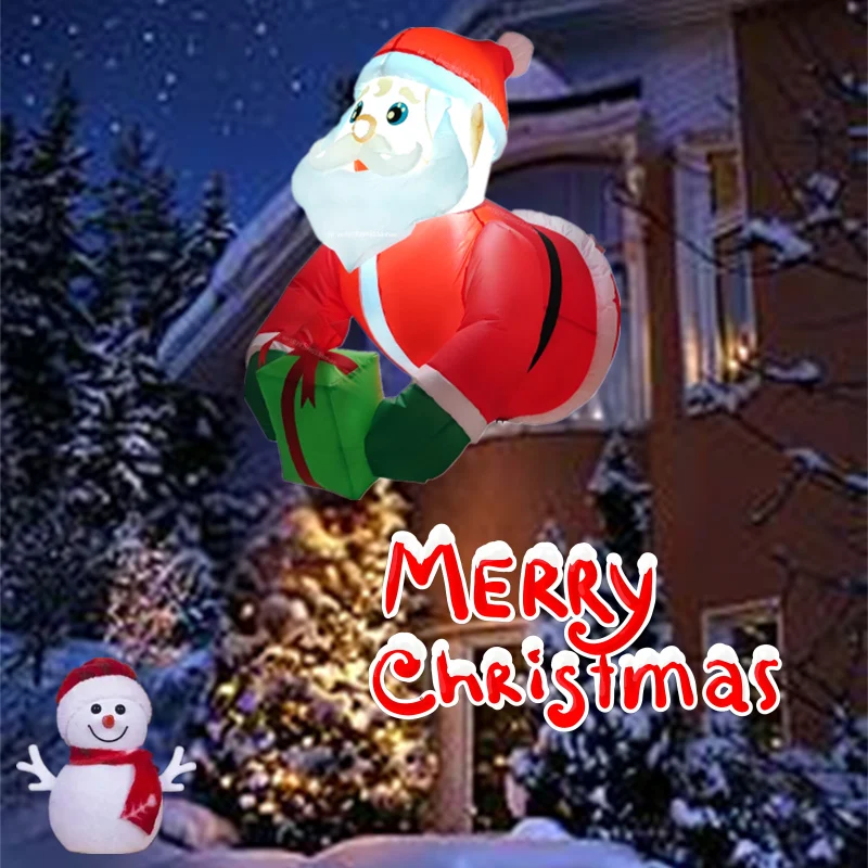 سانتا كلوز صندوق هدايا قابل للنفخ ، نافذة تسلق ، نموذج محمول باليد مع أضواء ليد ، حفلة عيد الميلاد ، الدعائم الزخرفية