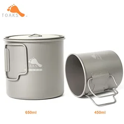 TOAKS Tazza leggera in titanio da 450 ml e vaso da 650 ml per campeggio all'aperto Escursionismo Picnic TOAKS CUP-450-L