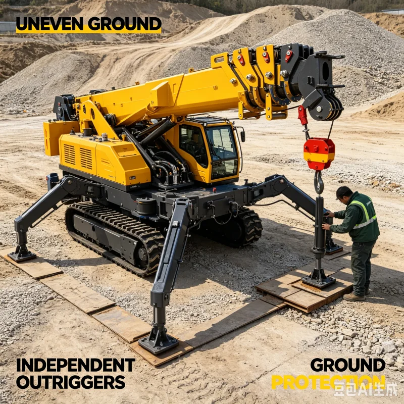 Heavy Duty 5t Spider Lifting Crane Rubber Tracked Mobile Vehicle For Demanding Exterior Civil Engineering Project