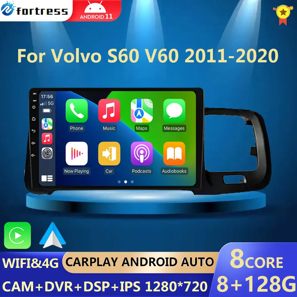 

9 "Android 13 для Volvo S60 V60 2011 - 2013 мультимедийная навигация GPS Видео Авторадио плеер Автомобильный стерео монитор радио