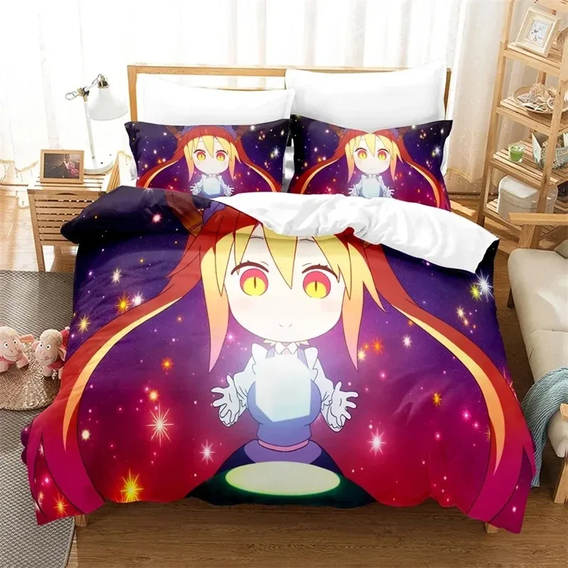 3D Printed Miss Kobayashis Dragon Maid Bedding Set Anime Kanna Duvet Cover Double Twin Full Queen King Adult Kids Quilt Cover