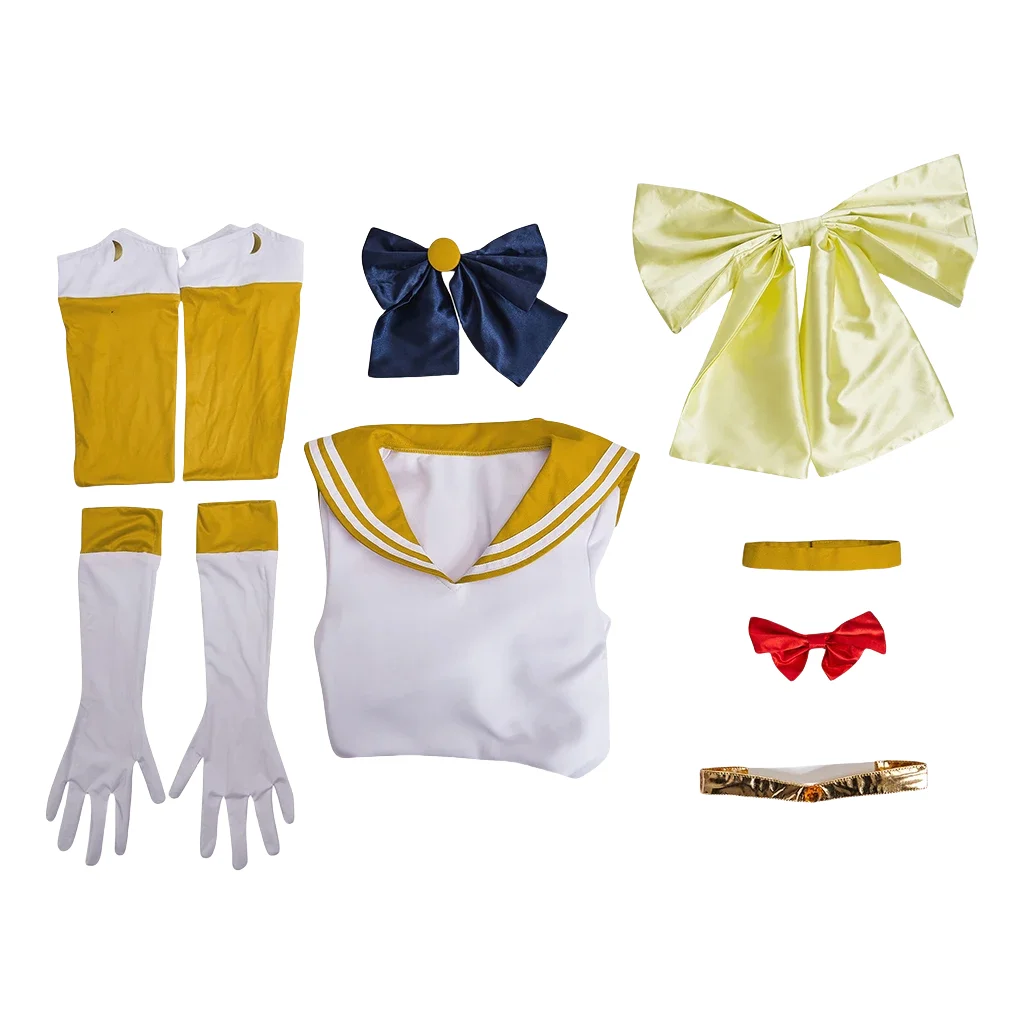 Anime Cosplay Costume, Sailor MinCabo, Aino Sailor, Venus Smile, Robe, Gants, Broche, Sauna, Bande, Épingle à cheveux, Noeuds, btMade, 202 emis