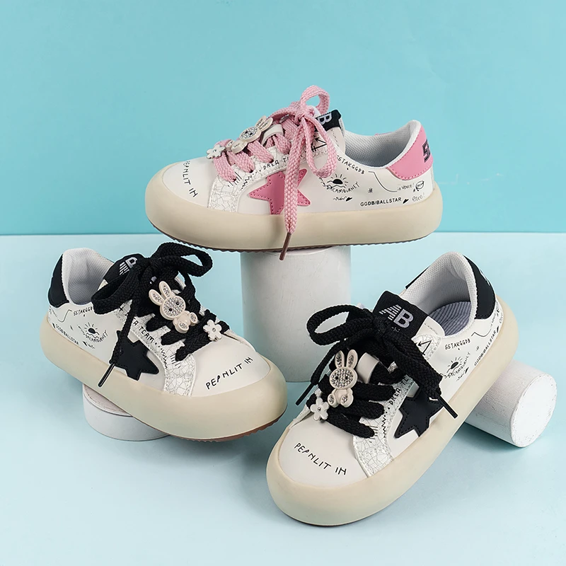 

2025 New Spring Children's Fashion Girls Leather Board Shoes Kids Toddler Princess Soft Soles Walking Shoes Детская Обувь