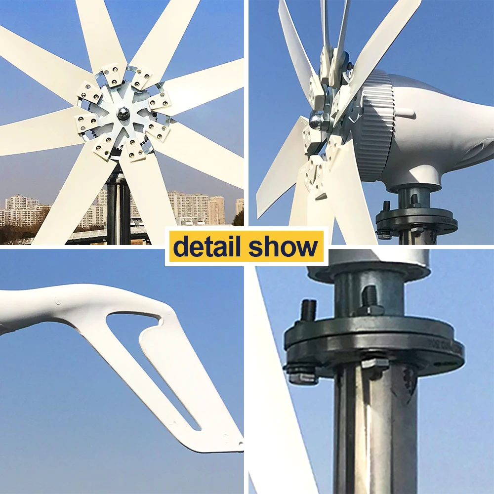 Poland Deliver 1000W 48V Wind Turbine with 8 Blades MPPT Controller Small Wind Turbine for Home Use Low Noise High Efficiency