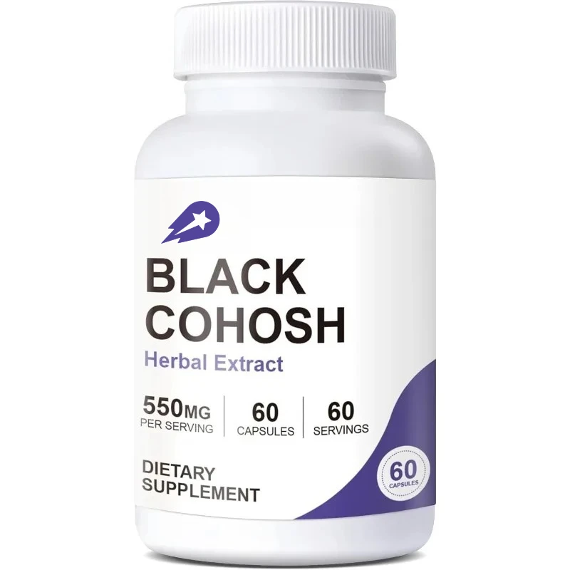 

Добавка Black Cohosh, 550 мг на обслуживание экстракта черного корня Cohosh, поддержка женских трав, веганских капсул