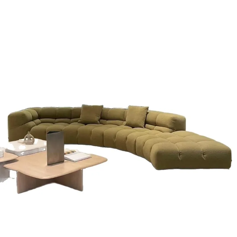 

Simple fabric sofa corner color matching Nordic living room combination leather light luxury square simple and modern