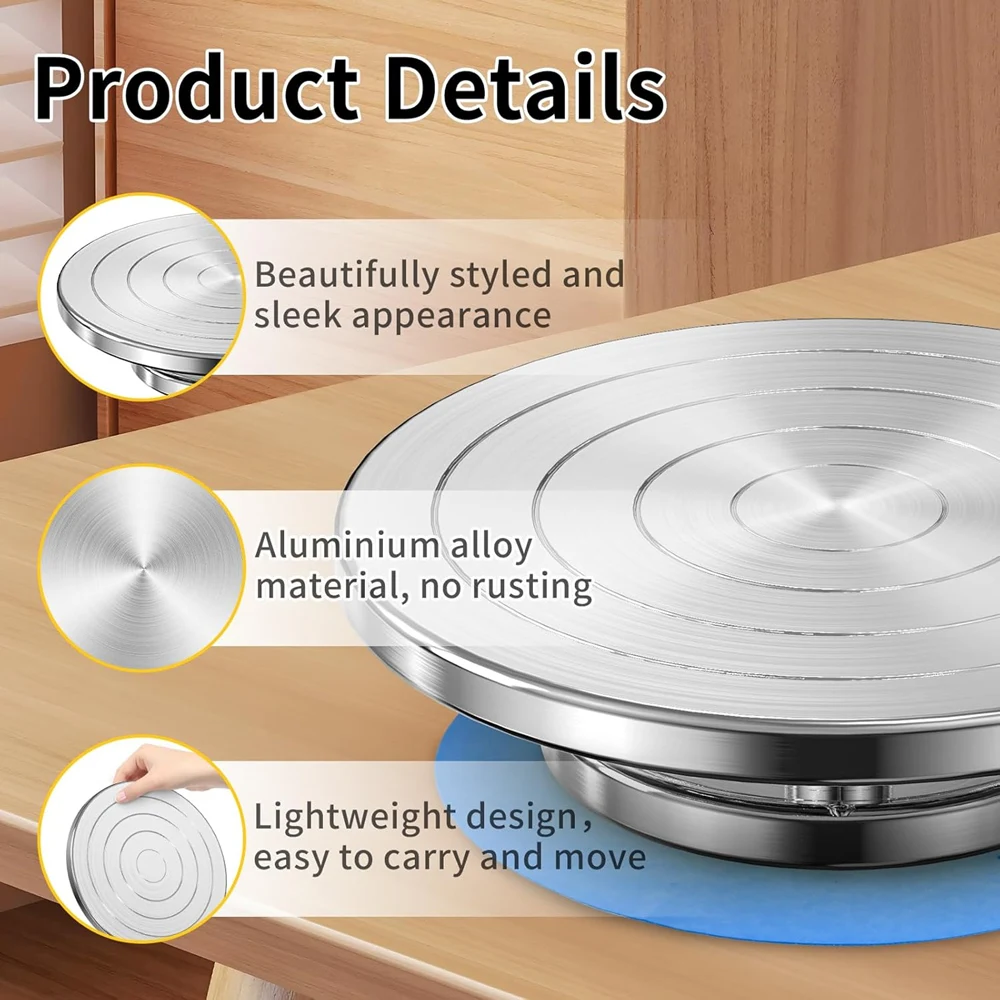 15-30CM Aluminum Pottery Wheel, DIY Pottery Turntable, Double-Sided Clay Tools, Cake Turntable, Sculpture Ceramics Cake Stand 4