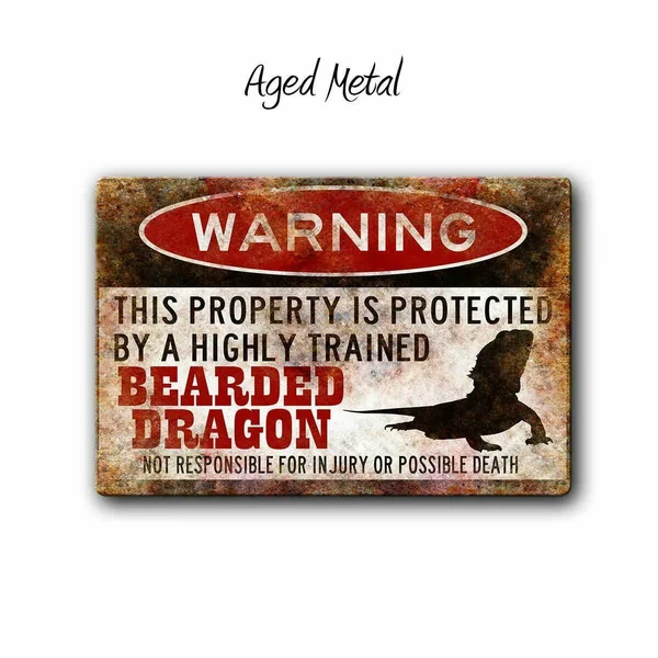 Vintage Funny Bearded Dragon Warning Metal Sign, Reptile Sign,Small Pet Gift, Reptile Owner