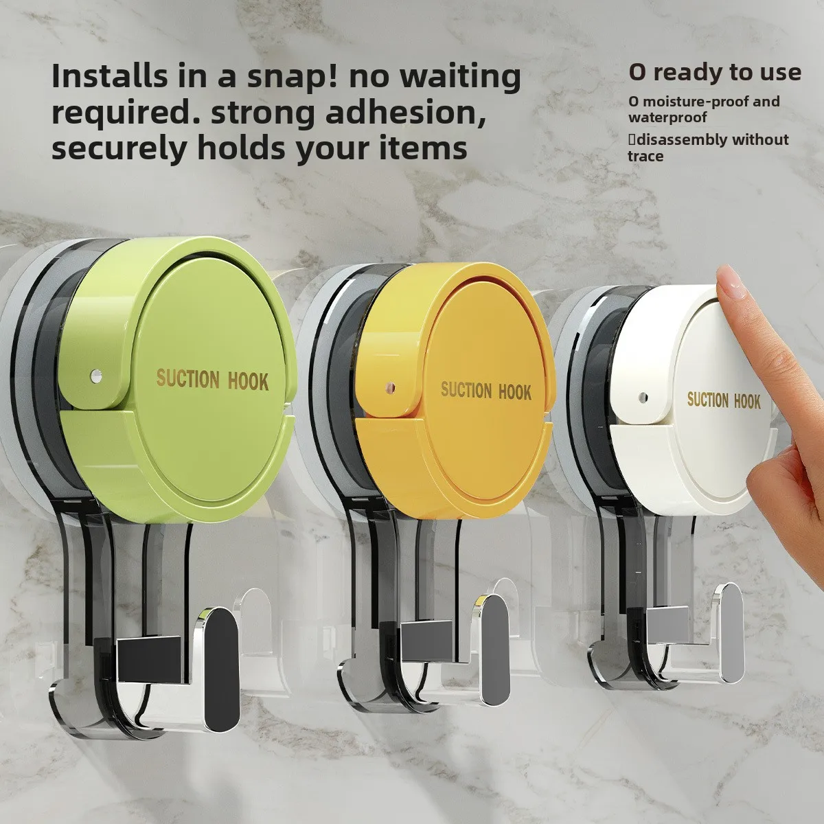 Heavy Duty Suction Cup Hooks Punch-Free Removable Vacuum Wall Hooks Hanging Hooks for Bathroom Kitchen Tile Glass Towel Storage