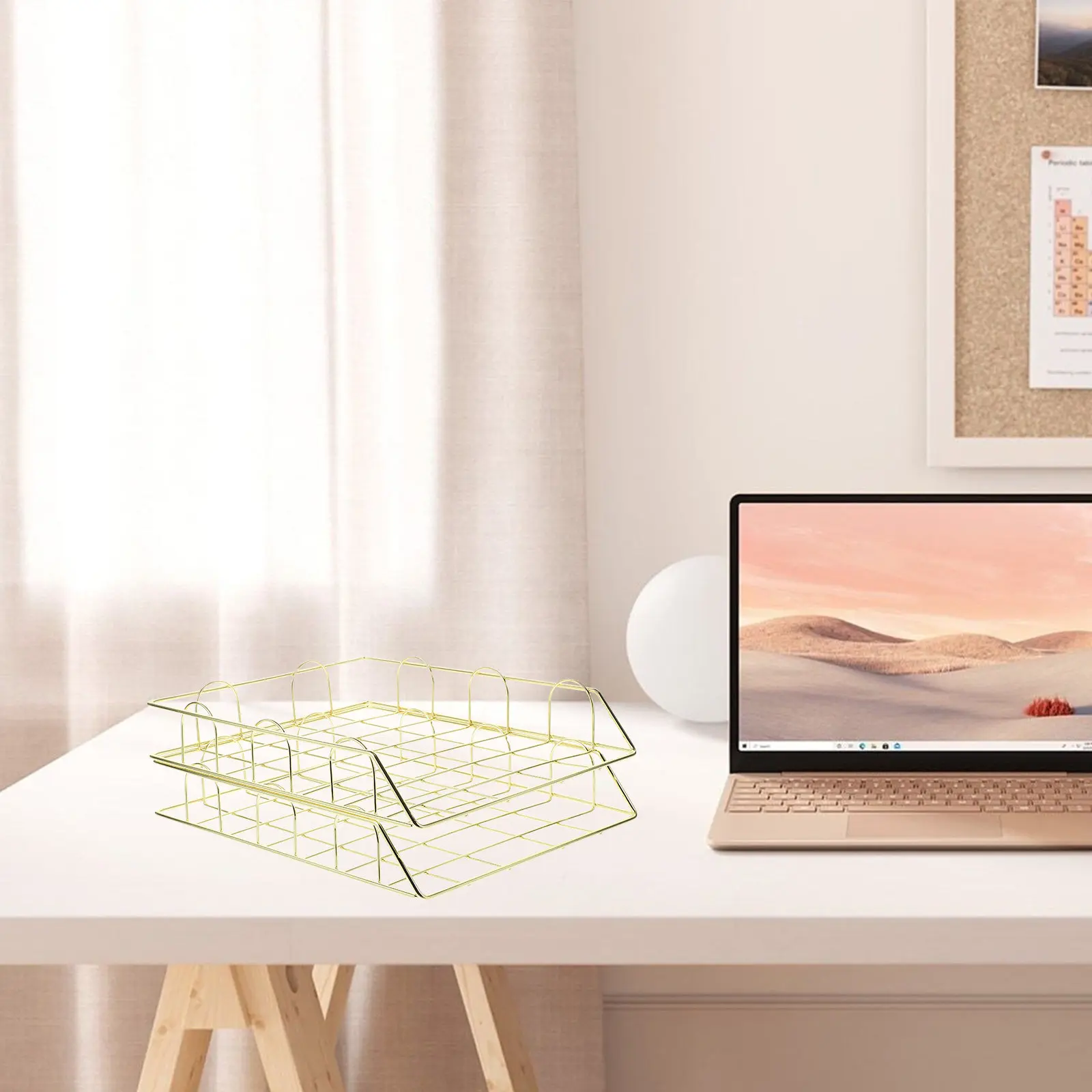 2Pcs Sturdy Metal Desk Organizer Basket for Bathroom Bedroom Dressing Room Office Stationery Documents Magazines Aesthetic Black