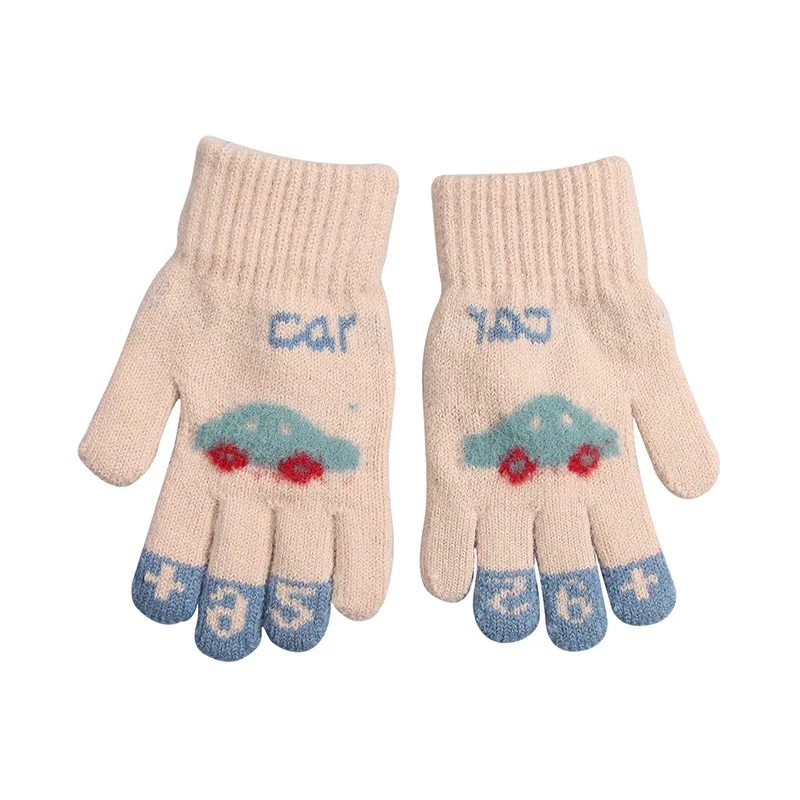 5 6 7 8 9 10 Years Old Kids Thick Knitted Gloves Warm Winter Gloves Children Stretch Mittens Boy Girl Fashion New 2024