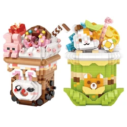 Mini Building Block Animal Rabbit Kitten Milk Teacup Model Microparticle Assembly Building Blocks Kids Educational Toy Gift