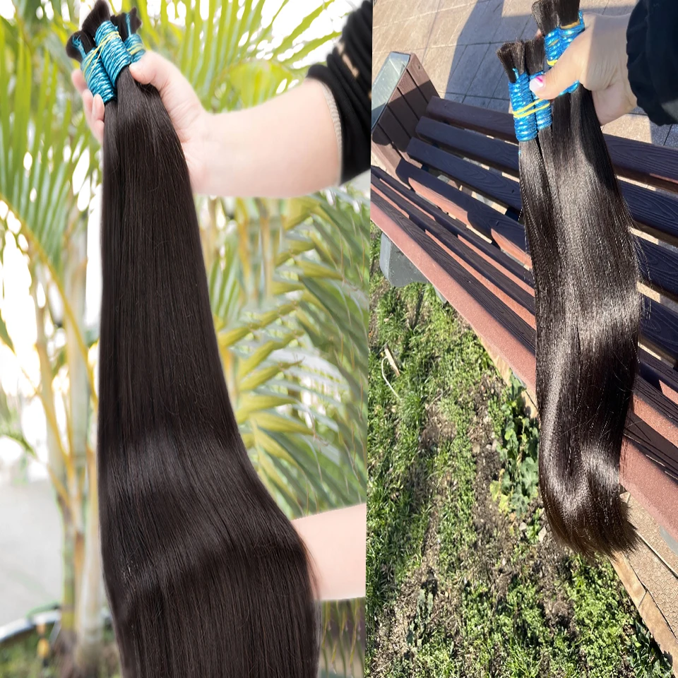 Unprocessed High-Quality Bulk Hair For Braiding Virgin Human Hair Bulk Silky Straight No Weft Hair Extensions Natural Color