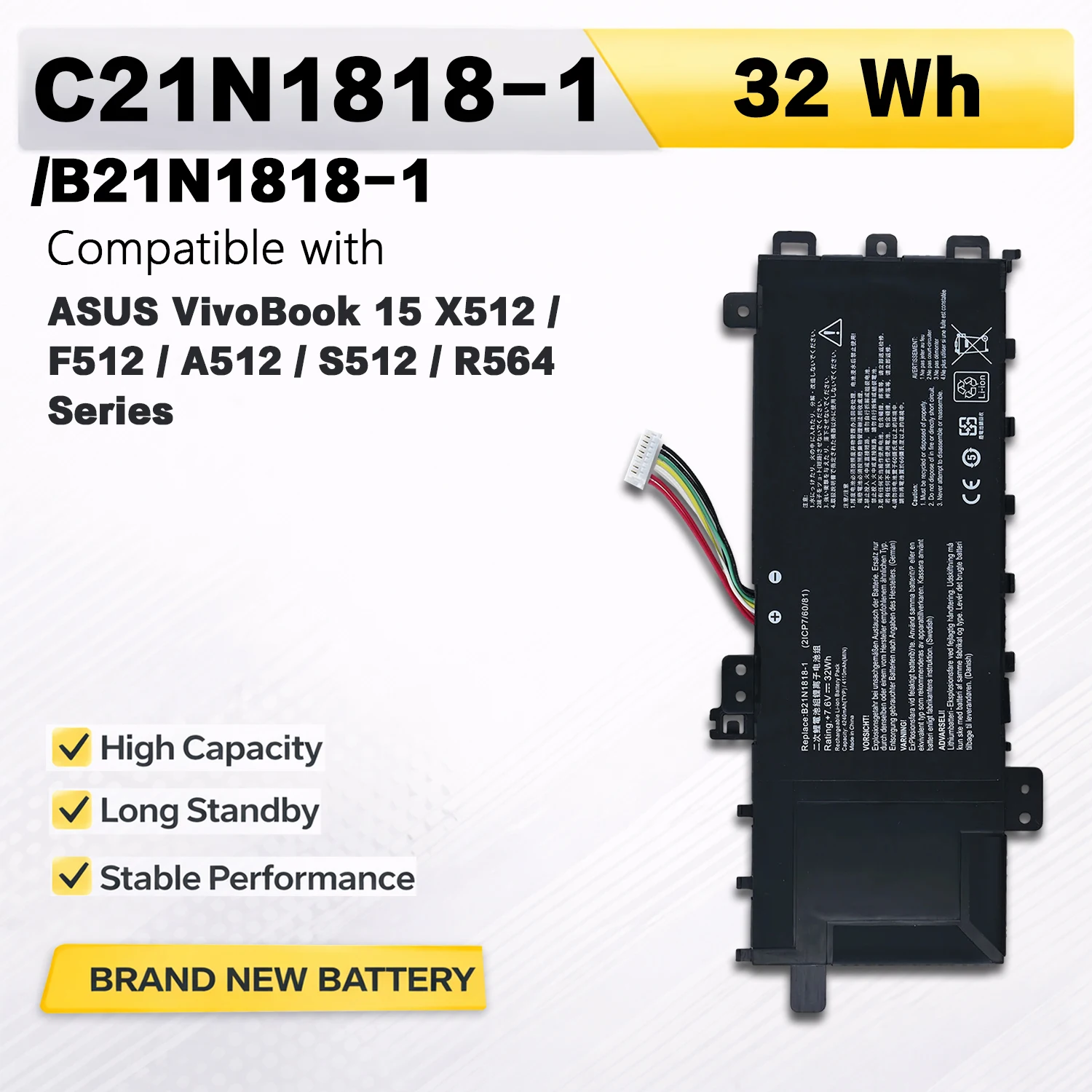 PowerHub C21N1818-1 B21N1818 B21N1818-2 B21N1818-3 7.6V 32Wh Laptop Battery For ASUS VivoBook 14 15 X512 F512 A512 X712 X412FA
