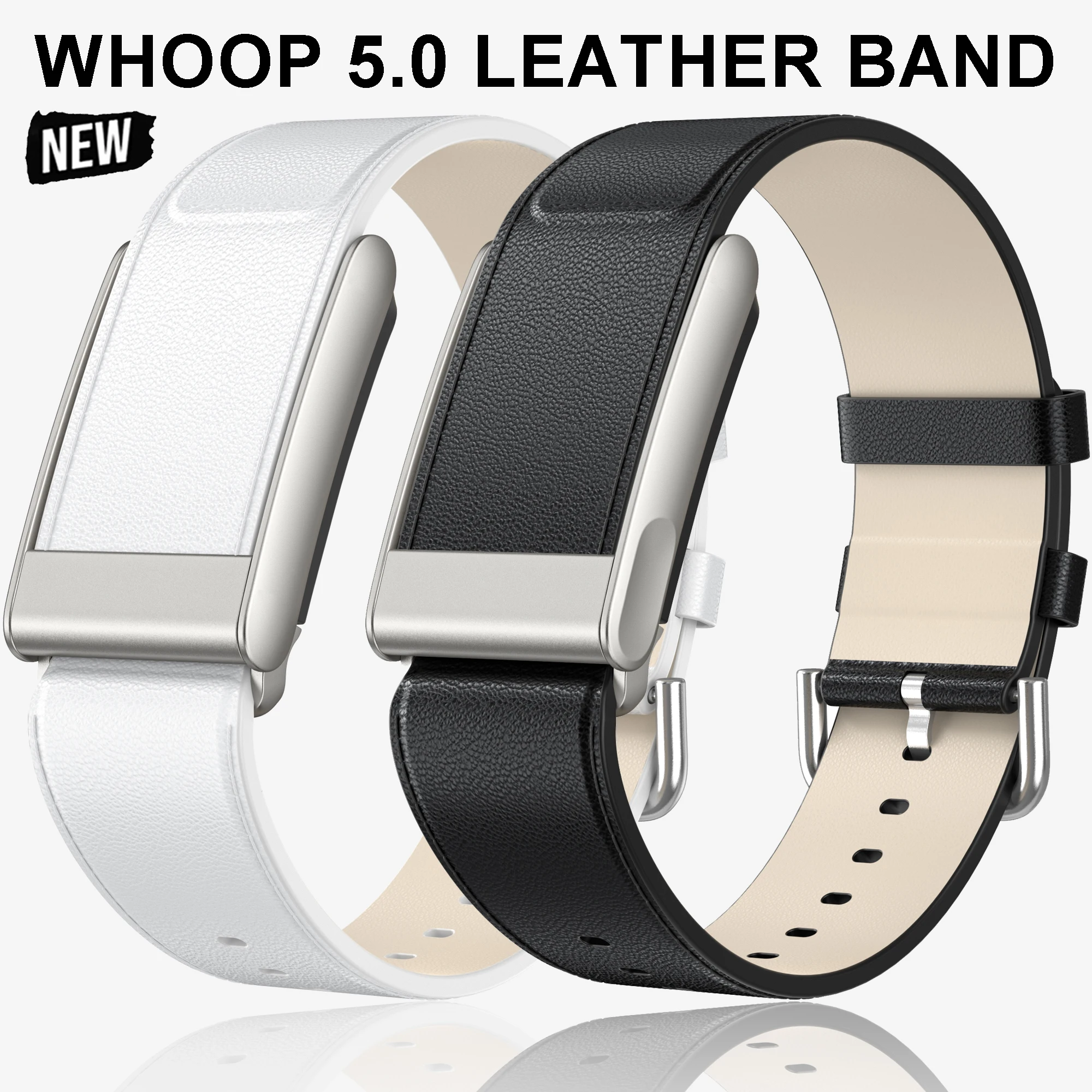 

For Whoop 5.0 Watch Straps Genuine Leather Bands Compatible with WHOOP ONE Wristband Fitness Tracker Whoop Life ECG Straps