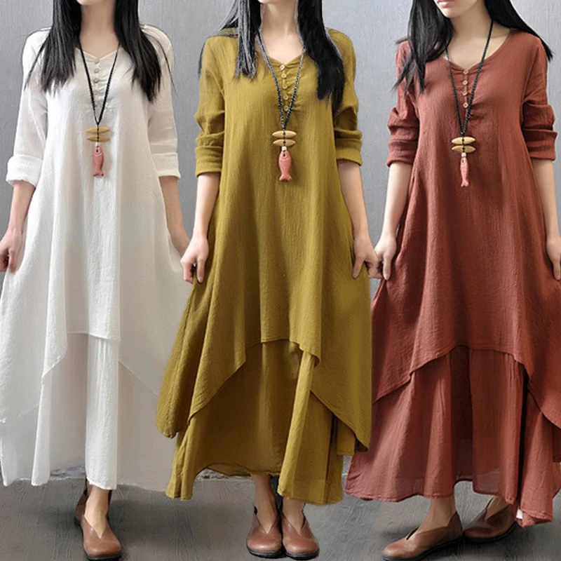 2024 Fashion Women's 2-Piece Set Cotton Linen Suit Casual Elegant Solid Color Loose Long Sleeves Wide Leg Party Holiday Clothes