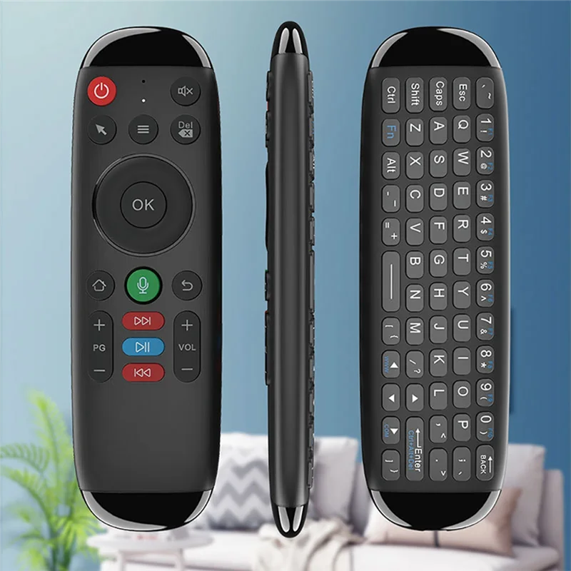 M6 inteligente voando ar mouse teclado sem fio mini controle remoto de voz com luz de fundo para android portátil tv box