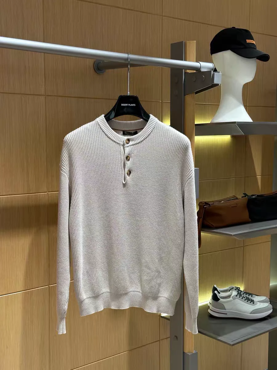 

Italian Sle Men's Knitted Sweater Tee Button Warm Casual Cotton Wool Blend Long Sve round Ne Sweatirt for Autumn W...