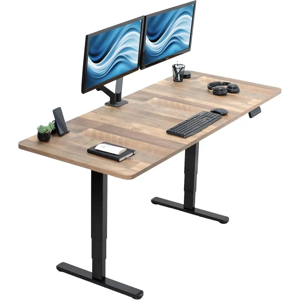 

71x30 Dual Motor Sit-Stand Desk with Memory Height Adjustment, Reclaimed Wood Top, Black