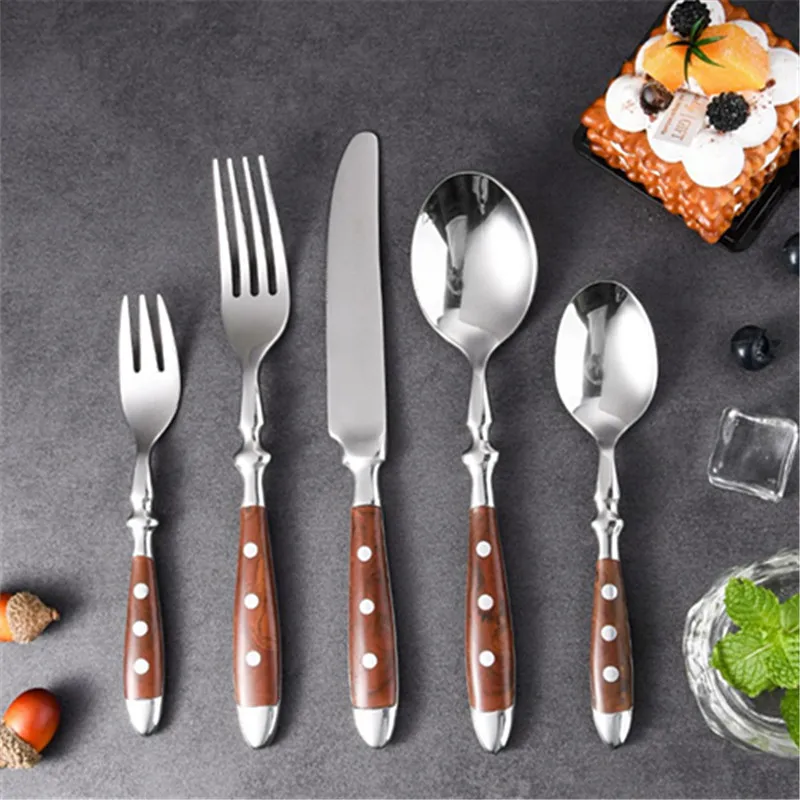 

430 Stainless Steel Brown Cutlery Sets Full Dinner Tableware Fork Spoon Knife Hotel Table Decorations Fashion kitchen Utensils