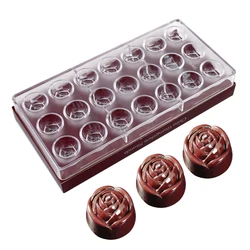 21 Cavity Chocolate Molds Rose Shape Valentine's Day Chocolate Bonbons Polycarbonate Candy Confectionery Baking Pastry Tools