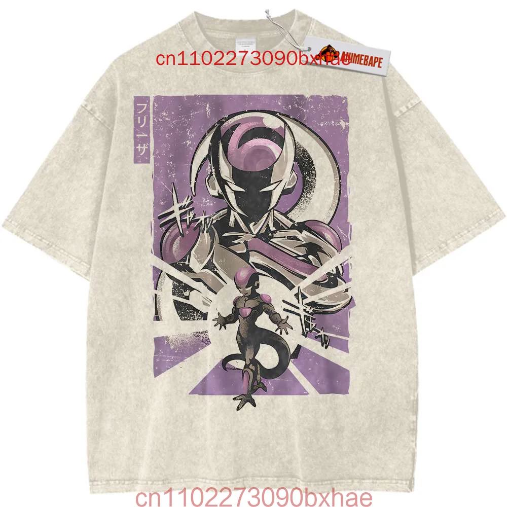 2025 الرجال غسلها التي شيرت موضة خمر انمي ياباني لعبة دراغون بول طباعة كبيرة الحجم تي شيرت الشارع الشهير الهيب هوب Harajuku القطن تيز