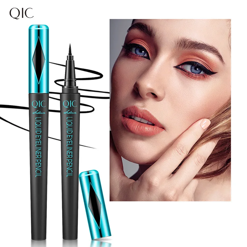 QIC Smurf อายไลเนอร์กันน้ําไม่บานปากกาอายไลเนอร์สีสูงแต่งหน้ามาสคาร่า