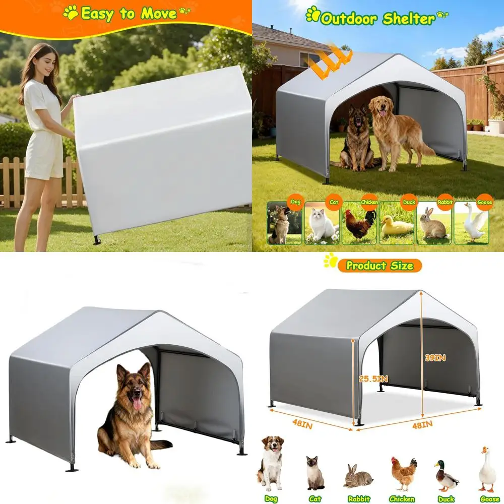 

Уличный тент-укрытие для собак среднего и большого размера с водонепроницаемой дождезащитной шторкой и защитой от солнца для собак, кошек, свиней, кур и других животных.