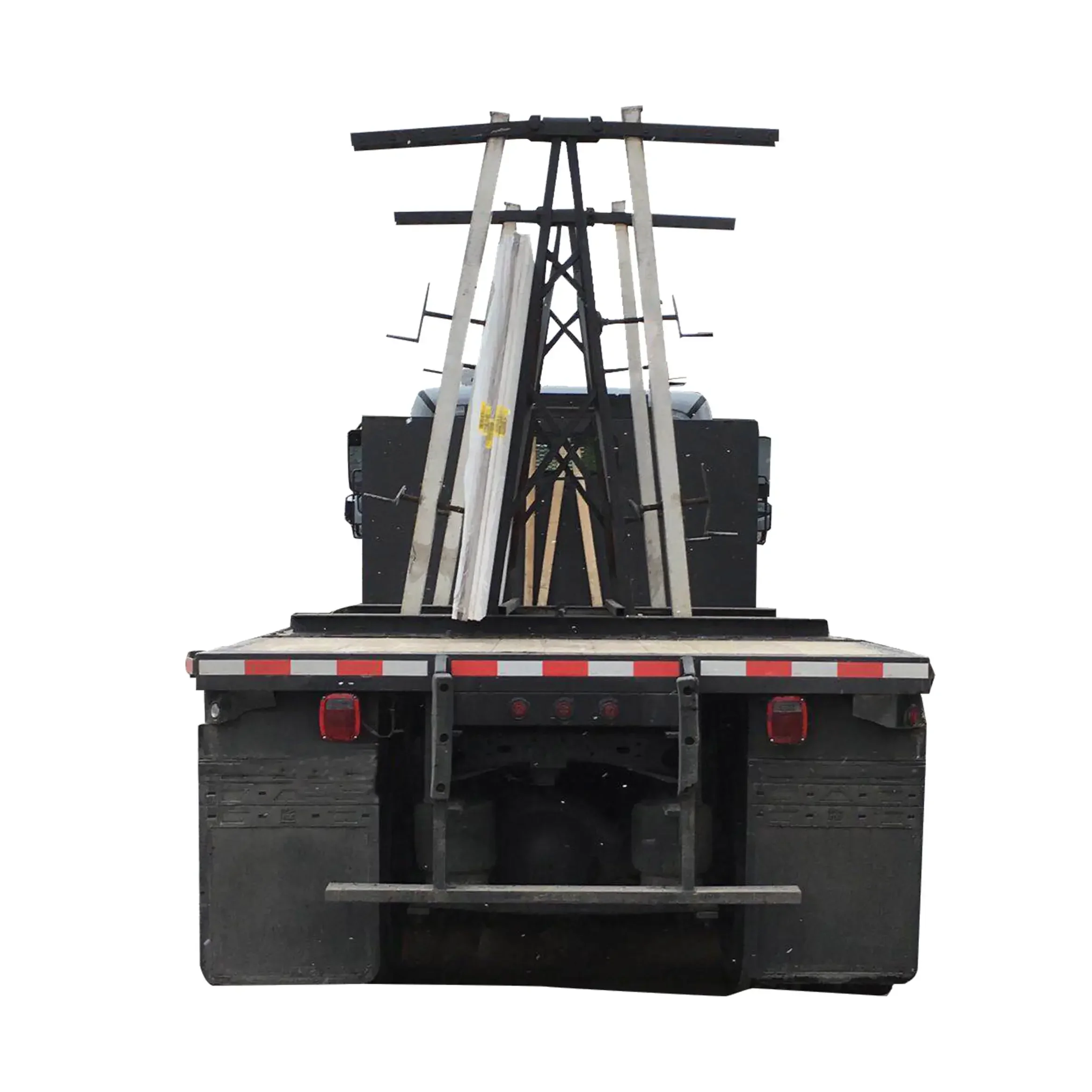 

A-resistant steel rack with A-shaped structure for truck storage protected from industrial-use corrosion and for display of