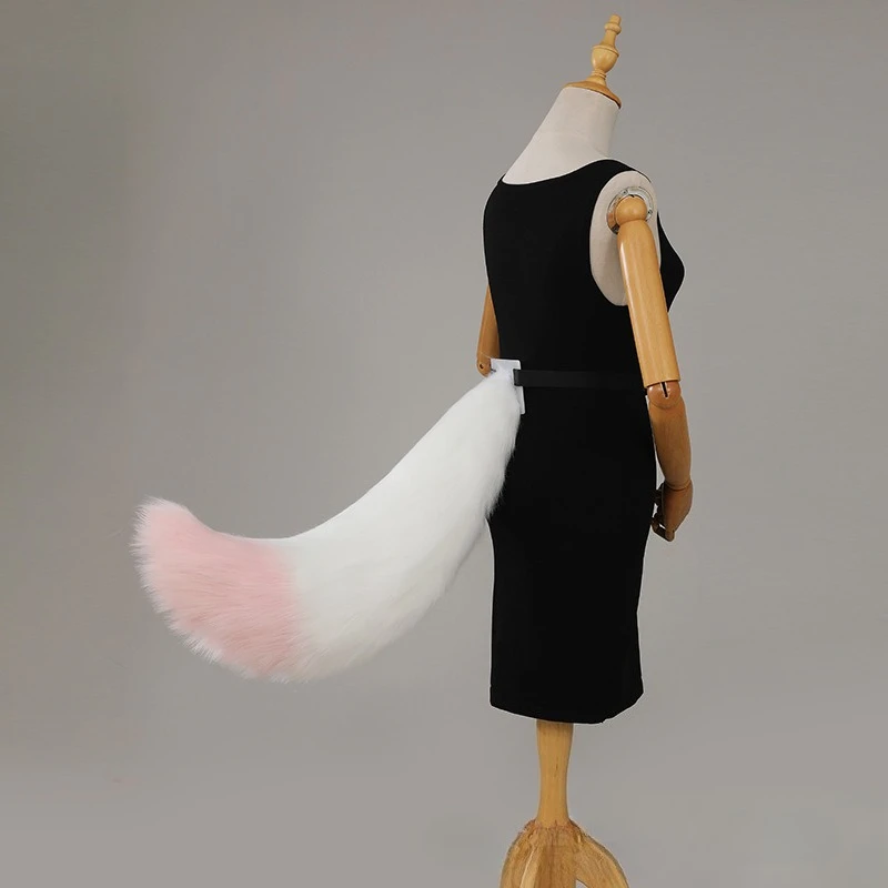 Handmade Furry Wolf Tail Girl Plush Cosplay Accessories Faux Fur Dog Tail Lolita Cos Animal Tails Halloween Party Kids Role Play