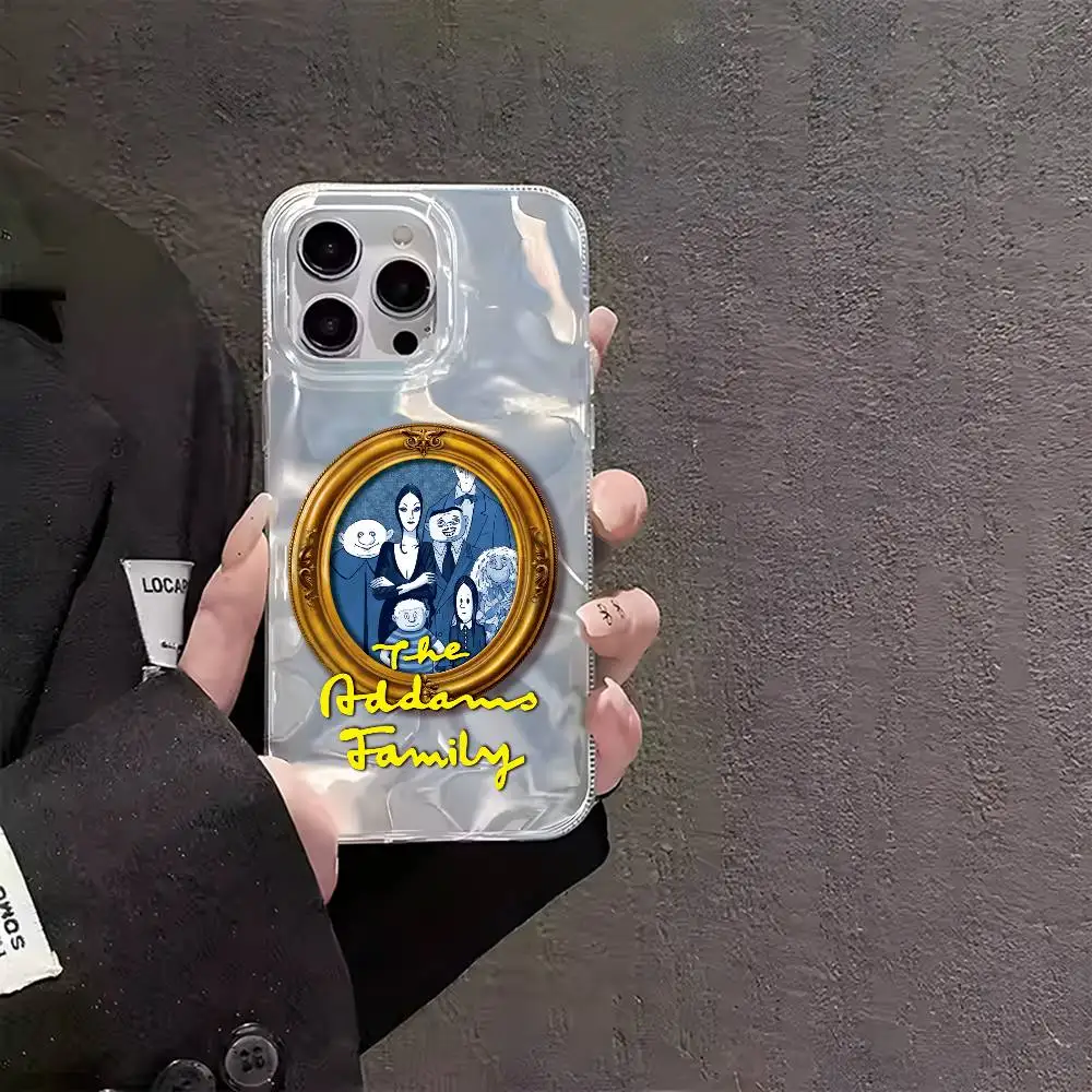 حافظة هاتف T-The Addams Anime F-Family لهاتف iPhone 16 15 14 13 12 11 Pro Max Plus متعددة الألوان مطلية بالفضة غير اللامعة