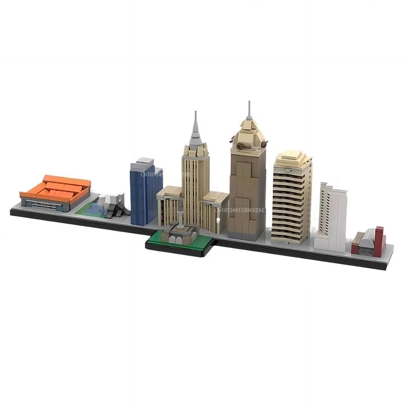 MOC City Skyline Series New York Detroit Philadelphia Bergen Cleveland City Architecture Decoration Building Blocks Toys Gift